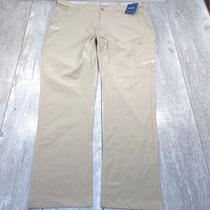 Huk Next Level Cargo Pant Men XXL Khaki Fishing Performance Vented Stretch